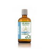 Fragrance oil bottle with label on a white background