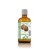 A bottle of Kafafray Oil (Centella grass) essential oil by eOil.co, in an amber glass bottle with a white ribbed cap and a green and white label.