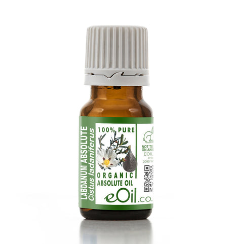 Bottle of organic absolute oil with a white background