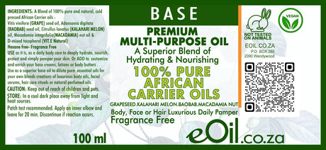 Label of a premium multi-purpose oil with branding and product details.