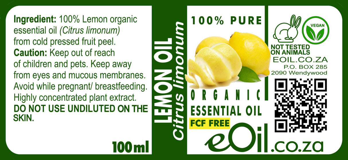 Lemon Essential Oil Organic, zesty fresh aroma for cleaning and uplifting room scent