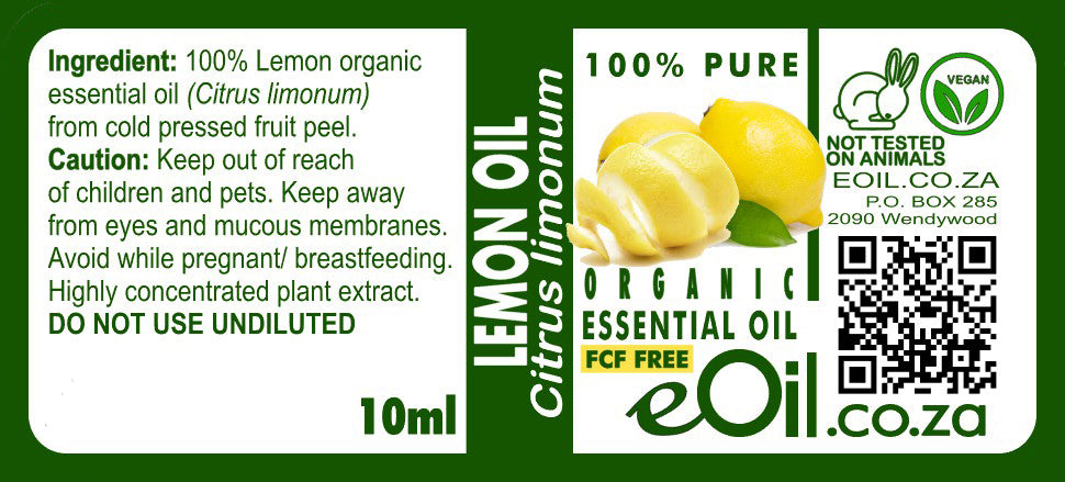 Lemon Essential Oil Organic, zesty fresh aroma for cleaning and uplifting room scent