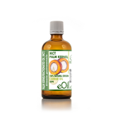 Bottle of MCT Palm Kernel oil with a white background