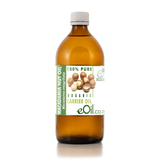 Bottle of Macadamia Nut Oil with a label on a white background