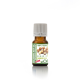 Bottle of macadamia nut oil with a white background