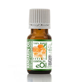 Bottle of Mandarin essential oil with a white background