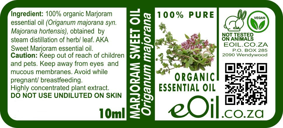 Marjoram Essential Oil Organic, herbaceous aroma for relaxing and culinary blends (Origanum majorana) 10 ml - eOil.co.za