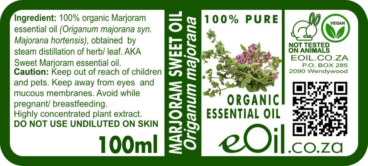 Marjoram Essential Oil Organic, herbaceous aroma for relaxing and culinary blends (Origanum majorana) 100 ml - eOil.co.za