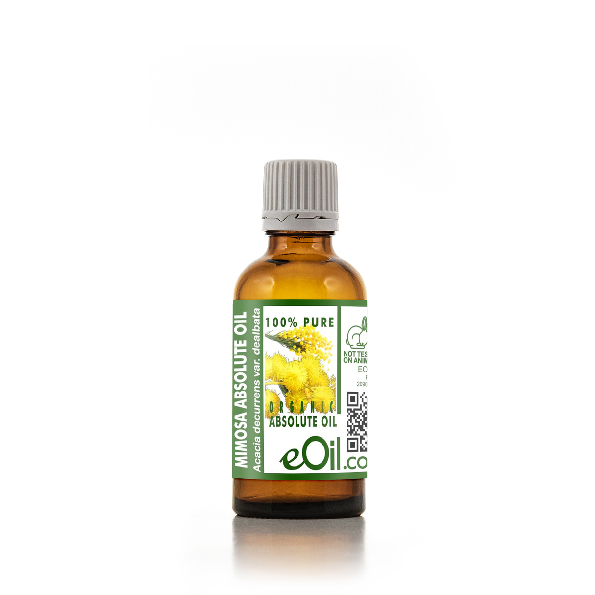 Bottle of eOil Mimosa Absolute Oil on a white background 50 ml