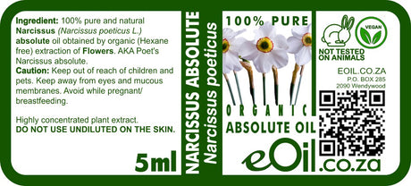 Narcissus Absolute Oil Organic, rare floral for luxury natural fragrance and aromatic well-being