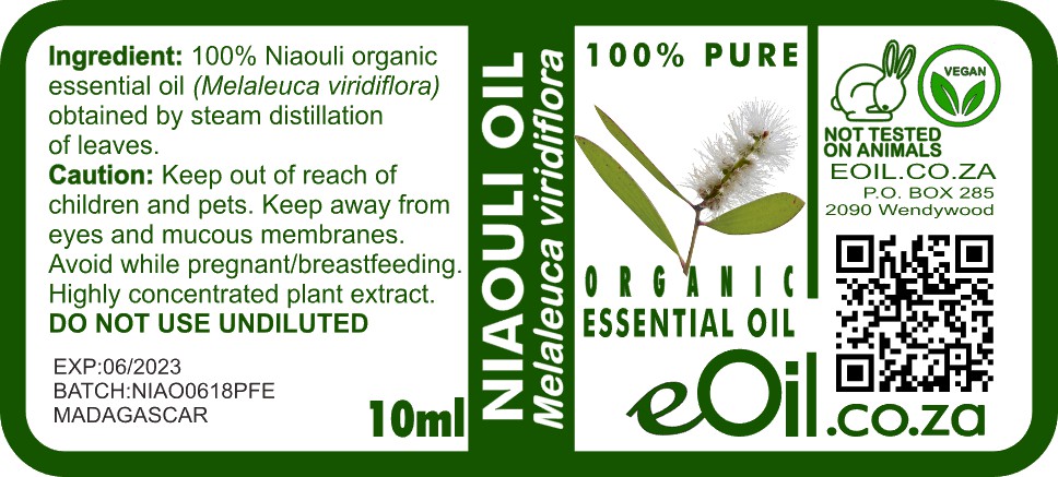 Niaouli Organic Essential Oil, crisp camphorous scent for freshening and blends - eOil.co.za