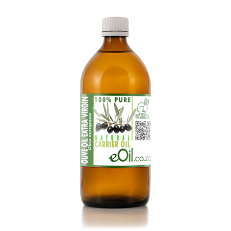 Bottle of olive oil with a label on a white background 500 ml