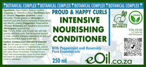 Label of 'Proud & Happy Curls Intensive Nourishing Conditioner' by eOil.co.