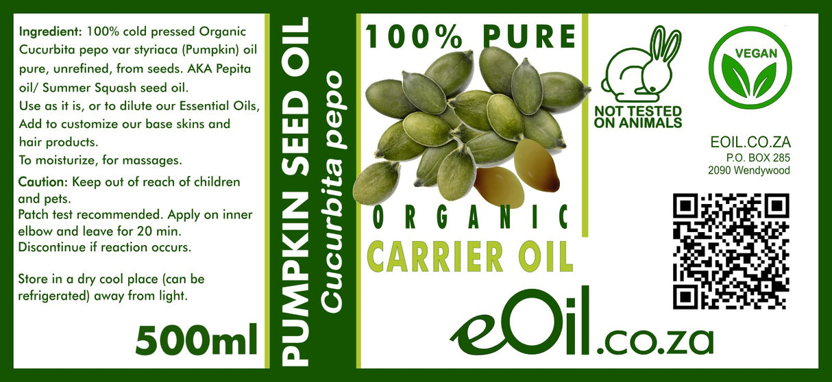 Pumpkin seed organic carrier oil