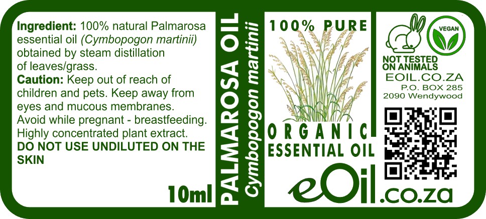 Palmarosa Essential Oil Organic, floral grassy scent for beauty and personal blends