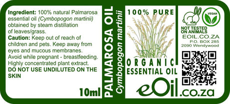 Palmarosa Essential Oil Organic, floral grassy scent for beauty and personal blends
