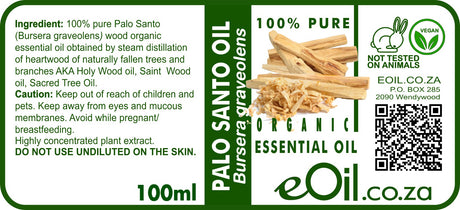 Palo Santo Organic Essential Oil (Bursera graveolens) Holly Wood