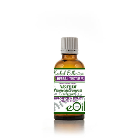 Herbal tincture bottle labeled 'eOil' on a white background