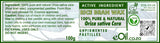 A green and white product information card for Oil of.za 100g of Rice Bran Wax pastilles.