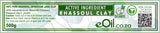 Label of Rhassoul clay product with branding and product details.