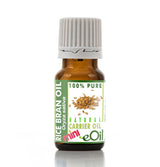 Bottle of rice bran oil with a green label on a white background