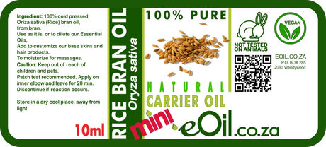 Label of rice bran oil with product details and branding
