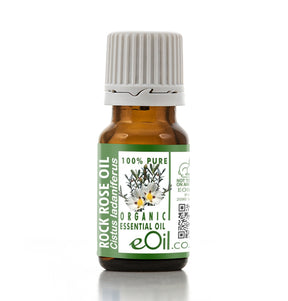Bottle of eOil organic essential oil with a white background
