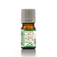 Bottle of Roman Chamomile essential oil with a green label on a white background