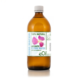 Bottle of eOil rose water on a white background