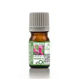 Bottle of eOil rose de mai absolute oil on a white background