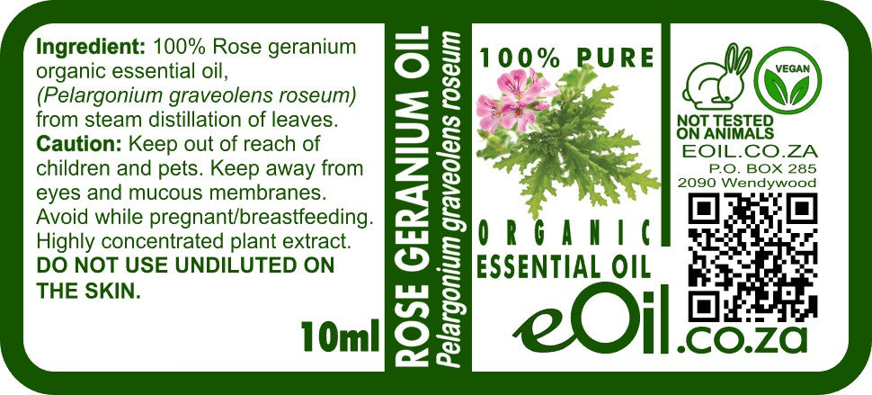 Rose Geranium Essential Oil Organic, soft floral and green note for natural beauty blends