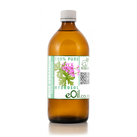 Bottle of eOil rose de romaine hydrosol on a white background 500 ml