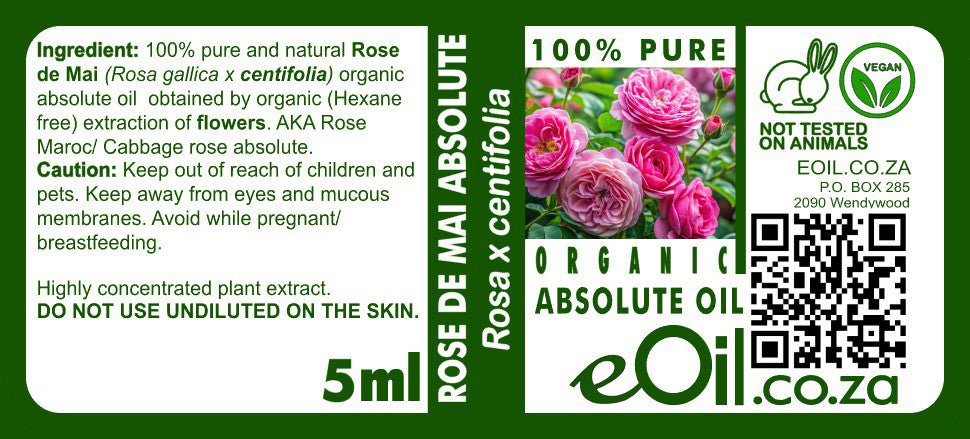 Rose de Mai Absolute Oil Organic, lush Provence rose scent for luxurious aromatherapy and skin care