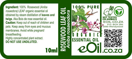 Rosewood Organic Leaf Essential Oil Organic, sweet woody floral aroma for relaxation and perfume