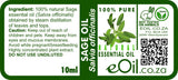 Sage Essential Oil Natural, classic herbaceous aroma for culinary and wellness blends