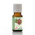 A small amber glass bottle of Sandalwood Nut Oil Carrier Oil with a white ribbed cap and a green and white label, shown on a white background with a soft reflection.