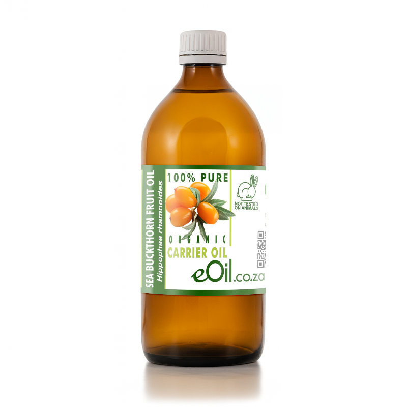 Bottle of 100% pure organic carrier oil with a label on a white background