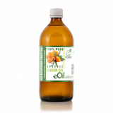 Bottle of 100% pure organic carrier oil with a label on a white background