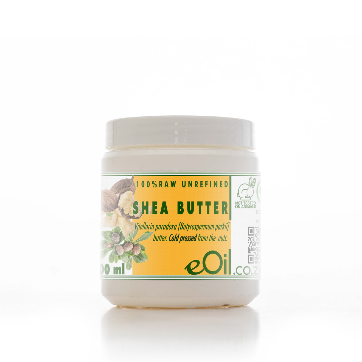 Jar of shea butter with a visible label on a white background 500 ml