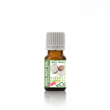 Bottle of shea nut oil with a green label on a white background 10 ml bottle mini 