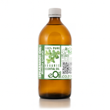 Bottle of spearmint essential oil with a label on a white background 500 ml