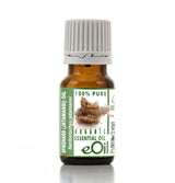 Bottle of eOil organic essential oil with a green label on a white background