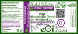 Label of 50 ml glycerine stevia leaves eoil.co.za