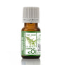 Bottle of tarragon essential oil with a green label on a white background