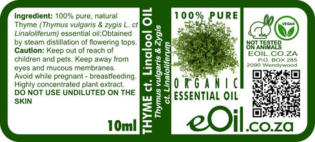 Thyme Essential Oil Organic, strong herbal aroma for culinary and purifying applications