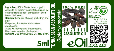 Tonka Bean Absolute Oil Organic, warm nutty vanilla-caramel scent for perfumes and well-being blends