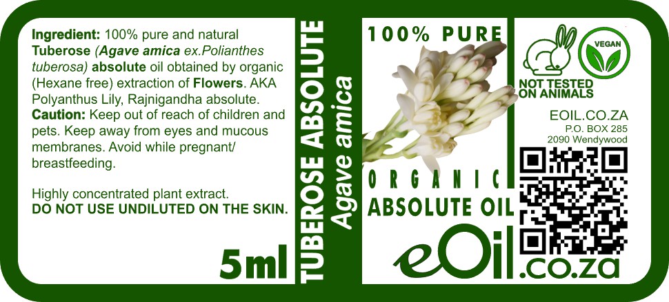 Tuberose Absolute Oil Organic, luxurious white floral extract for perfumes and aromatherapy