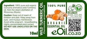 Turmeric Curcuma Essential Oil Organic, warm earthy spice aroma for skin and massage