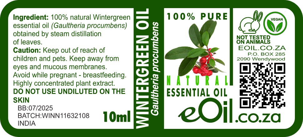 Wintergreen Natural Essential Oil - 10 ml - eOil.co.za