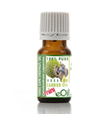 Bottle of organic carrier oil with a white background